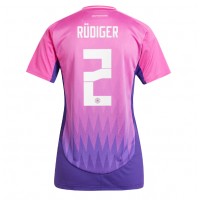 Camiseta Alemania Antonio Rudiger #2 Segunda Equipación Replica Eurocopa 2024 para mujer mangas cortas